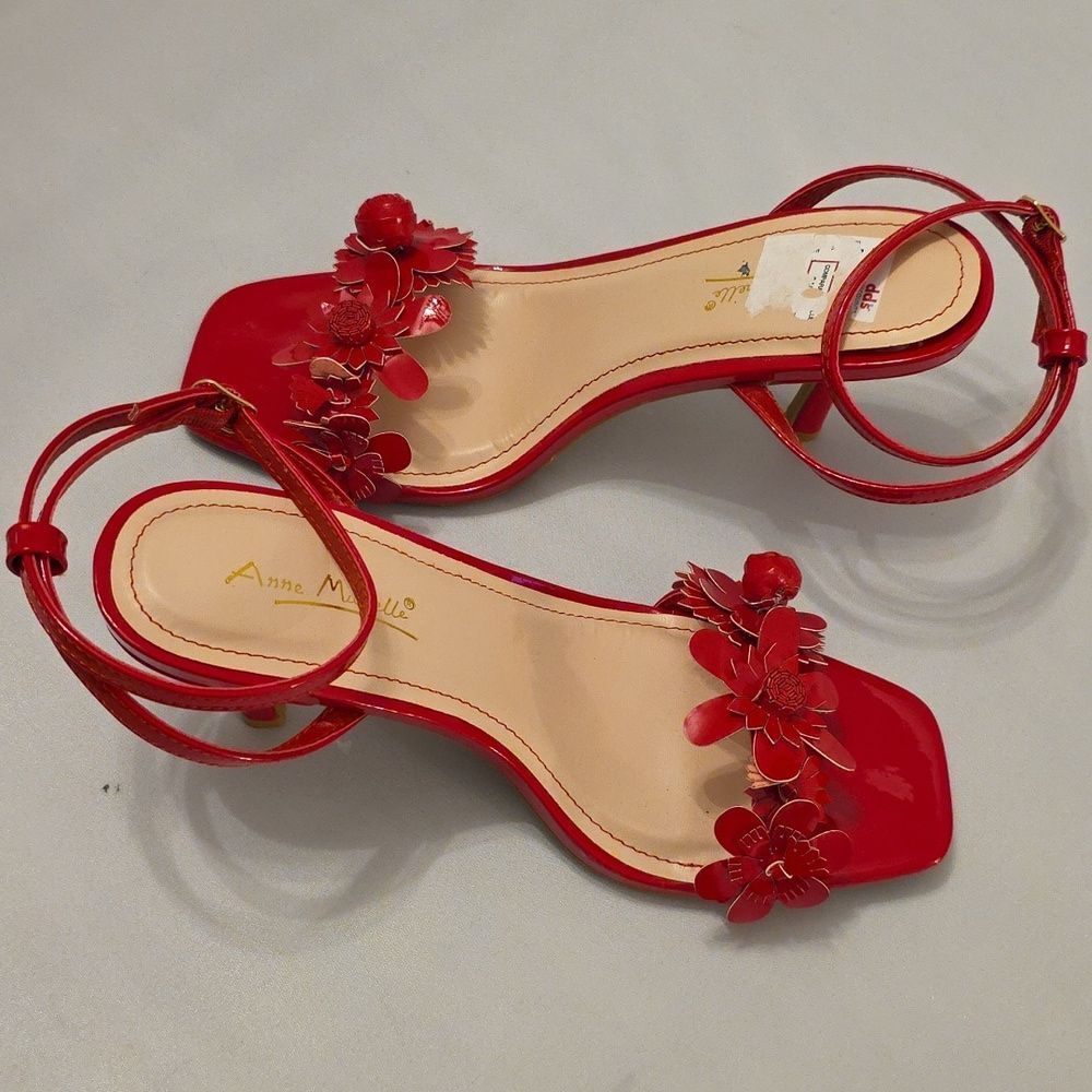 BRAND NEW ANNE MICHELLE FLORAL DESIGN SLINGBACK KITTEN HEEL SANDAL - Picture 7 of 16